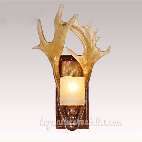 Beige 2 Antler Moose Wall Lamp Decor Candle-Style Corridor light Aisle Lights Rustic Lighting Fixtures