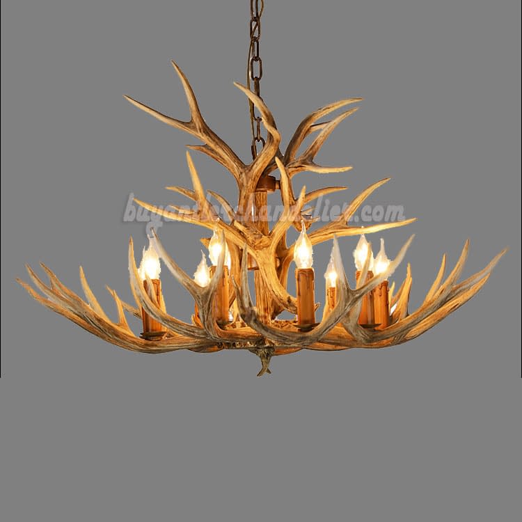 Best Rustic Style 9 Antler Chandelier Nine Candelabra Cast Cascade Ceiling Lights Natural Color Lighting