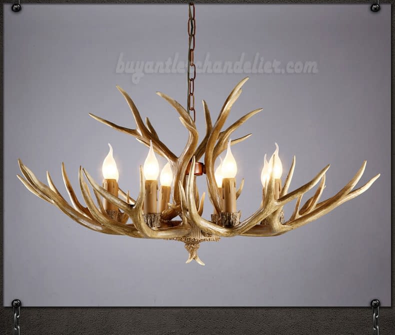 Elk 8 Cast Antler Chandelier Eight Candle-Style Cascade Pendant Lights Rustic Hanging Lighting Fixtures