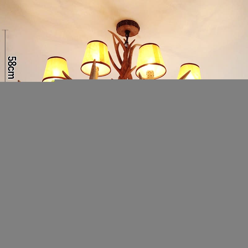 Classic Elk Antler Chandelier Ten Candelabra Ceiling Light Rustic Lighting Fixtures Home Decor with Lamp Shades 44"