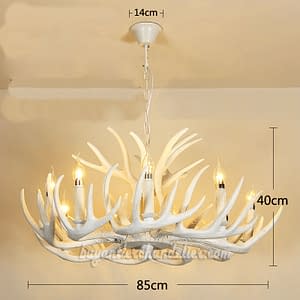 Pure White Whitetail Deer Antler Chandelier 12 Cast Cascade 9 + 3 Candle-Style Ceiling Lights Rustic Lighting