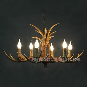 Buy 6 Cast Deer Chandelier Six Ceiling Lights Candelabra Rustic Style Pendant Lighting 30 Inches