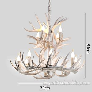Pure White Deer Antler Chandelier 8 + 4 Two Tiers 12 Candle-Style Pendant Lights Interior Lighting Fixtures Decor