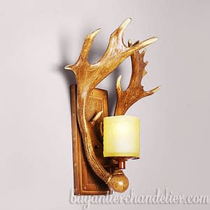 Antique Moose Antler Wall Lights Sconces Lamp with Plug In Rustic Light Fixture for Outdoor Porch Living Room Home Decor LED Candles Holders
