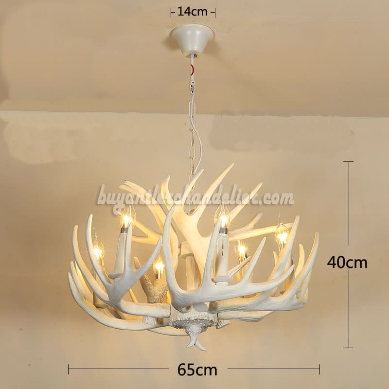 Buy 6-Antler Pure White Deer Chandelier Six Cast Cascade Candle-Style Ceiling Lights Ceiling Lights