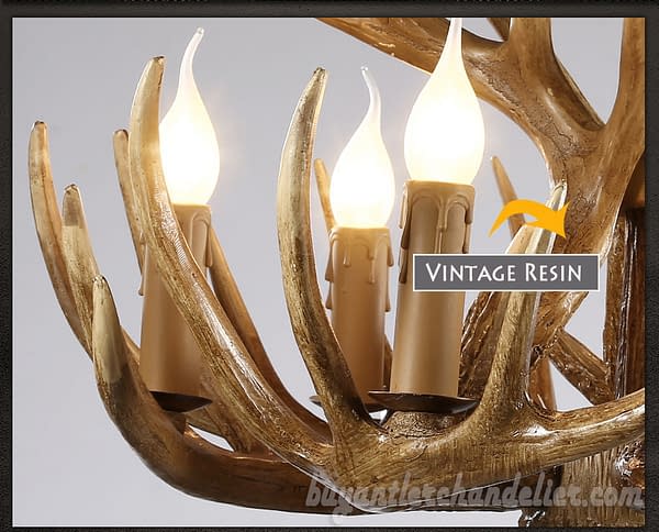 Vintage 15 Cast Antler Chandelier 9 + 6 Nine Candle-Style Ceiling Lights Cascade Rustic Lighting Home Decor