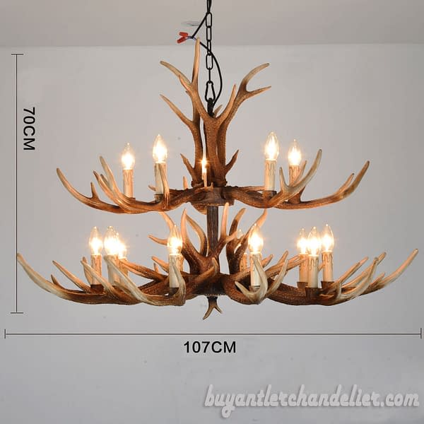 Discount 15 Cast Antler Chandelier Double Tiers Cascade Ceiling Lights Rustic Style Lighting Fixtures 42"