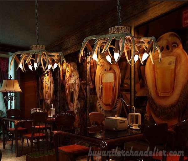Buy 5 Cast Deer Antler Chandelier Inverted Hanging Ceiling Candelabra Lights Rustic Lighting Fixtures