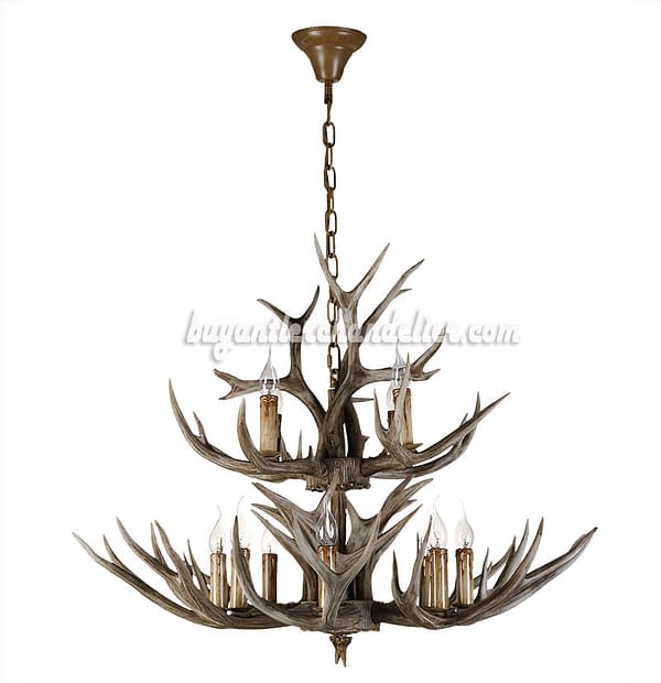 Buy 12 Deer Antler Chandelier 8 + 4 Cast Cascade Candle-Style Rustic Lighting Fixtures Ceiling Lights