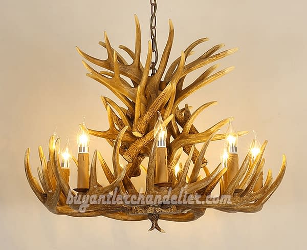 Antique 18 Antler Chandelier Cast Cascade 9 Candle-Style Ceiling Lights Hanging Lighting Rustic Fixtures