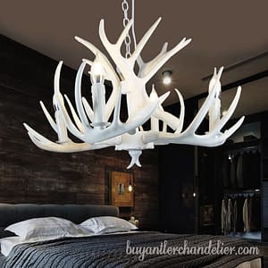Pure White Deer Antler Chandelier 4 Cast Candle-Style Bedroom Ceiling Lights Rustic Lighting Fixtures Decor