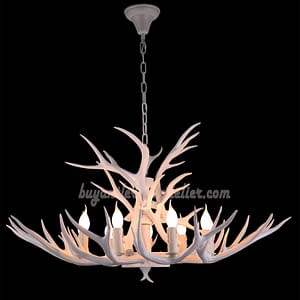 Buy 9 Deer Antler Chandelier Pure White Nine Cast Candle-Style Ceiling Lights Rustic Pendant Lighting