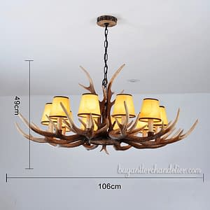 New 10 Cast Deer Antler Chandelier Ten Candle-Style Pendant Lights Rustic Lighting Fixtures With Lamp Shades 42 Inches