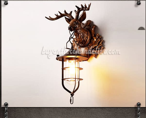 Deer-Head-Wall-Lamps-Lantern-Reindeer-Faux-Taxidermy-Sculpture-Rustic-Pendant-Lighting-Mount-Decor