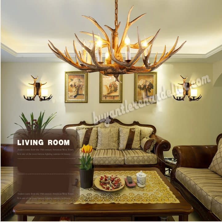 Whitetail 2 Antler Wall Sconces Corridor Bedside Lamps Candle-Style Lights Rustic Lighting Brown