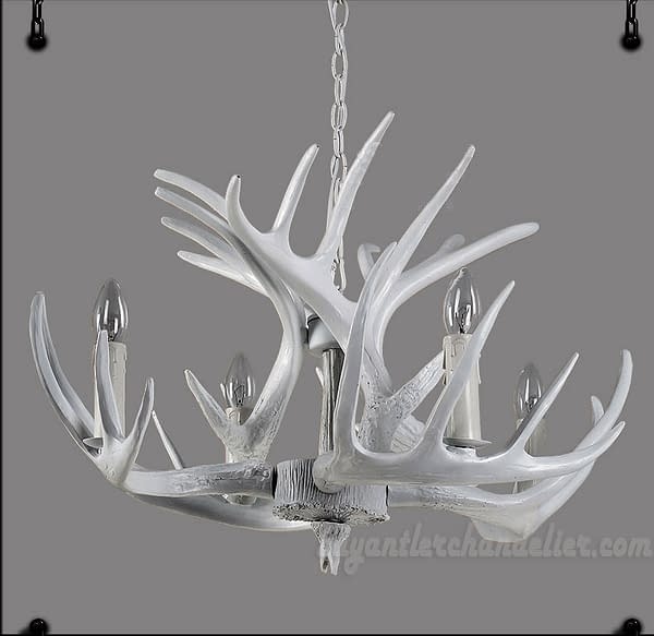 Cheap 4 Cast Pure White Deer Chandelier Four Pendant Lights Candelabra Rustic Style Lighting Home Decor