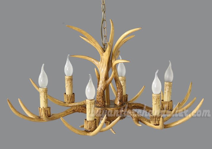 Buy 6 Cast Deer Chandelier Six Ceiling Lights Candelabra Rustic Style Pendant Lighting 30 Inches