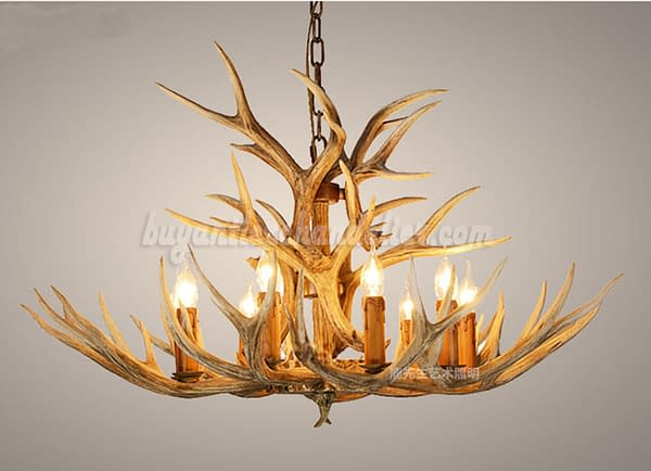 Best Rustic Style 9 Antler Chandelier Nine Candelabra Cast Cascade Ceiling Lights Natural Color Lighting