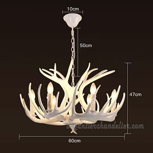 6 Cast Pure White Deer Antler Chandelier Six Candle-Style Hanging Lights Rustic Lighting Home Decor Fixtures