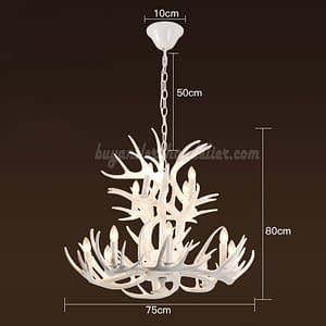 Best 12 Cast Deer Antler Chandelier Pure White Ceiling Lights 8 + 4 Candle-Style Rustic Lighting Fixtures