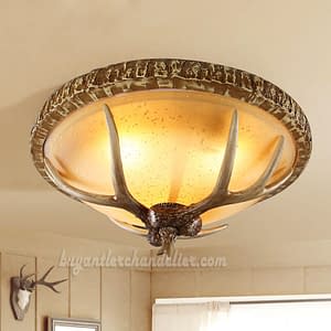 Buy 3 Cast Antler Deer Ceiling Lamp Mount Lights Vintage Design Rustic Lighting Fixtures