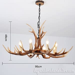 New Deer Antler Chandelier 8 Candle-Style Hanging Ceiling Lights Rustic Home Decor Lighting Fixture 37.4"