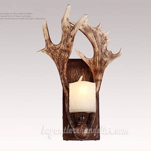 Natural Color Moose 2 Antler Wall Lamp Corridor Porch Aisle Lights Rustic Candle-Style Lighting Fixtures