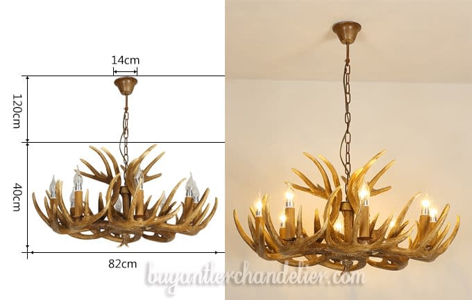 Antique Faux Deer Antler Chandeliers 8 Eight Candelabra Pendant Lights Rustic Lighting Fixtures for Dining Room Kitchen Island With Plug In