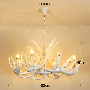 Pure White 8 Deer Antler Chandelier Candle-Style Eight Ceiling Lights Hanging Rustic Lighting Fixtures