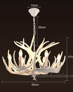 White Deer 6 Antler Chandelier Hanging Lights Home Decor Fixtures