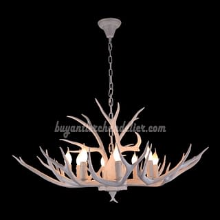 8 Whitetail Deer Antler Chandelier Pure White Ceiling Lights 8 Whitetail Deer Antler Chandelier Pure