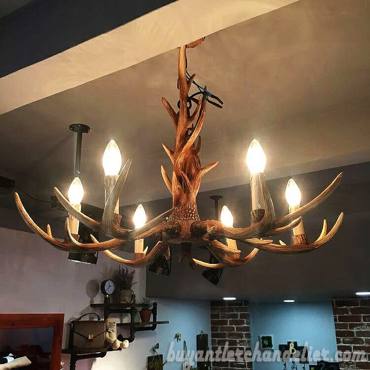 Discount 6 Cast Deer Antler Chandelier Rustic Style Pendant Light
