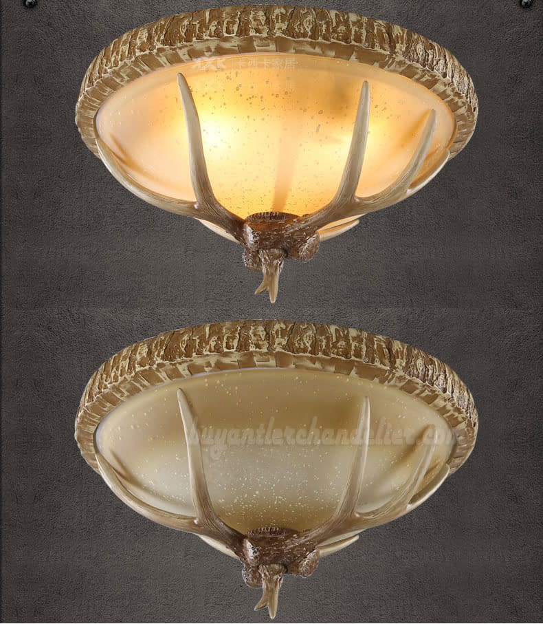 Buy Best 3 Cast Deer Antler Ceiling Lamp Mount Lights Vintage Design Rustic Lighting Fixtures