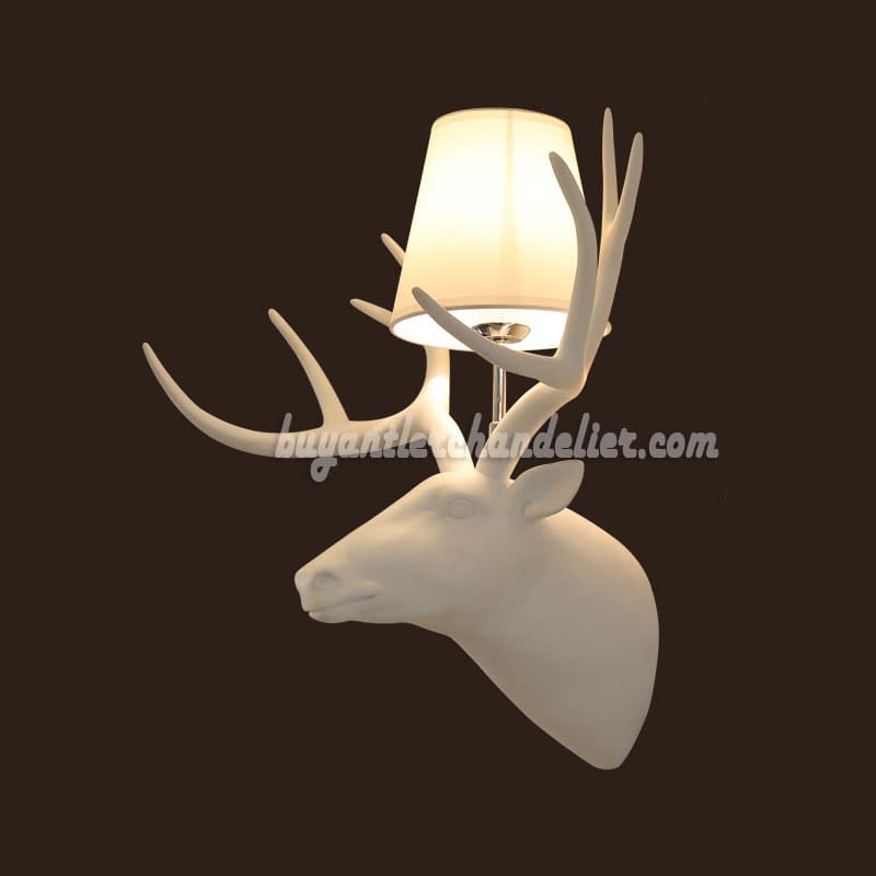 Pure White Deer Head Antler Wall Lamps Sconces Lighting Decor