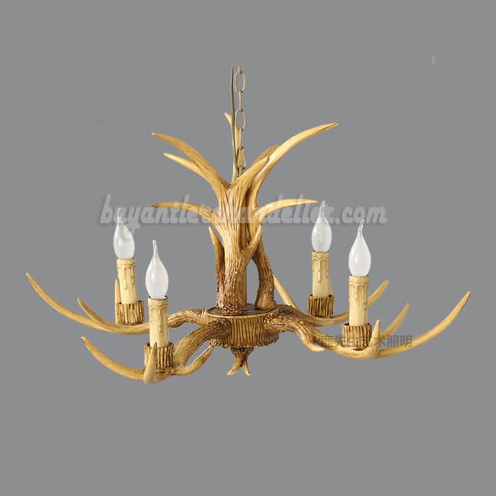 4 Cast Deer Antler Chandelier Four Candle Style Ceiling