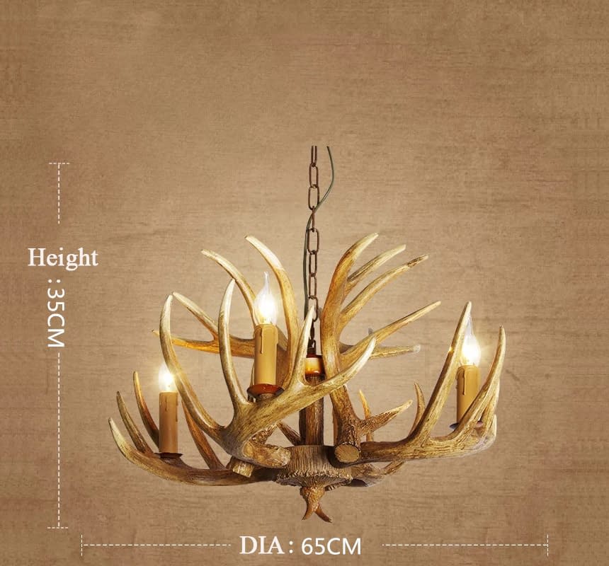 Antique 4 Cast Faux Deer Antler Chandeliers Candle Style Pendant Lights For Kitchen Island Rustic Lighting Fixtures With Plug In