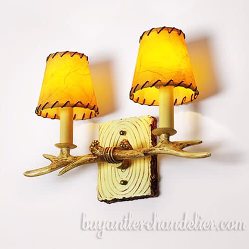 Antique Antler Wall Lights Sconces Two Cast Bedside Lamps Rustic Light Fixture With Plug In For Bedroom Living Room Home Decoration Shades