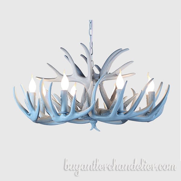 Deer Antler Chandelier For Bedroom 9 3 Nine Candelabra Ceiling Lights Rustic Light Fixtures Home Decor Sky Blue With Plug Led Bulbs