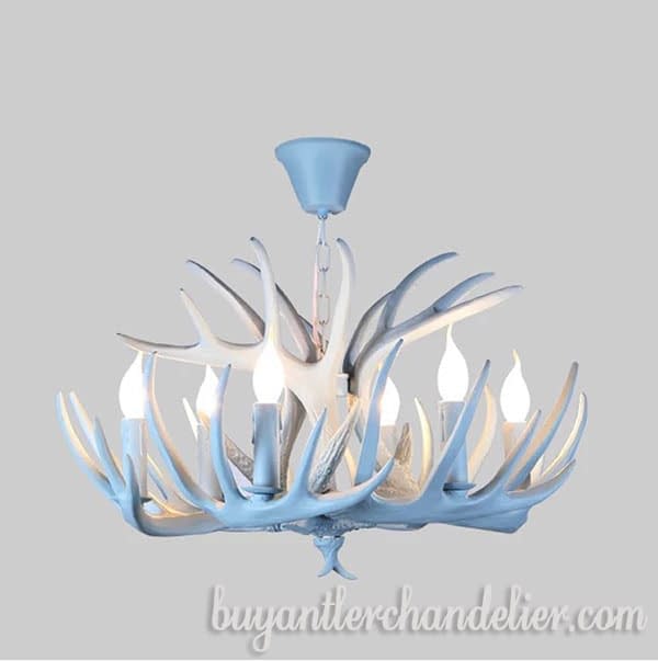 Sky Blue Deer Antler Chandelier Small 6 Pendant Lights Sky Blue Deer Antler Chandelier Small 6